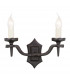 Rectory 2 Light Indoor Candle Wall Light Black E14-1