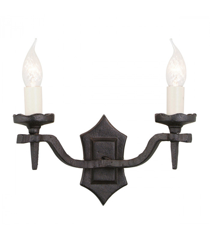 Rectory 2 Light Indoor Candle Wall Light Black E14-1