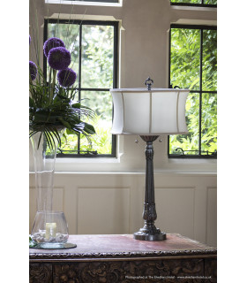 Presidential 2 Light Table Lamp Pewter E27-2