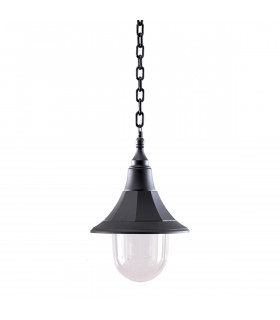 Shannon 1 Light Outdoor Coastal Ceiling Chain Lantern Black Polycarbonate IP44 E27-1