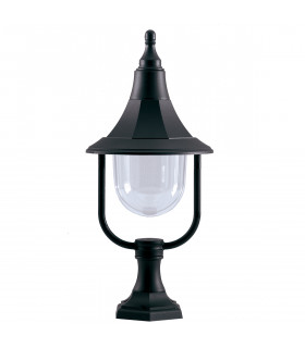 Shannon 1 Light Outdoor Coastal Pedestal Light Black Polycarbonate IP44 E27-1