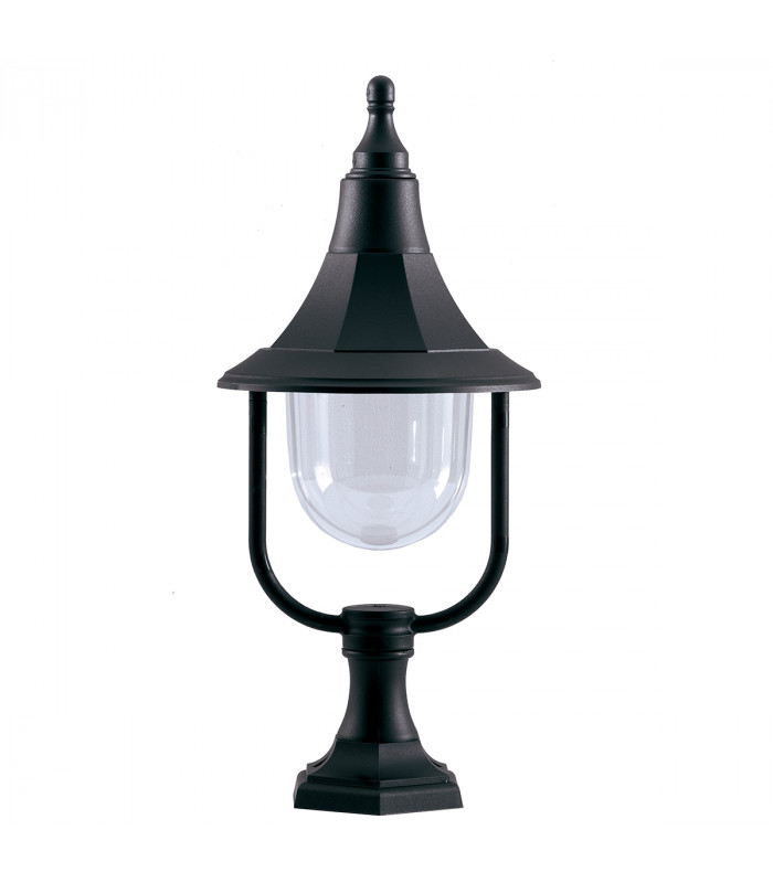 Shannon 1 Light Outdoor Coastal Pedestal Light Black Polycarbonate IP44 E27-1