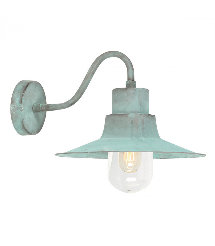 Sheldon 1 Light Outdoor Fisherman Dome Wall Light Verdigris IP44 E27-1