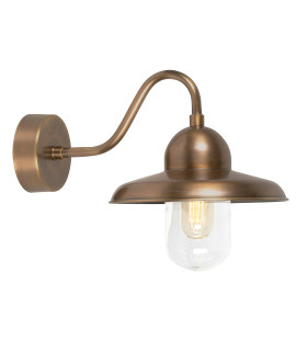 Somerton 1 Light Outdoor Fisherman Dome Wall Light Brass IP44 E27-1