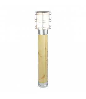 Stockholm Outdoor Large Bollard Natural Wood & Galvanized  IP65 E27-1