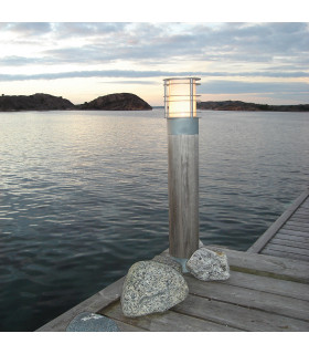 Stockholm Outdoor Large Bollard Natural Wood & Galvanized  IP65 E27-2