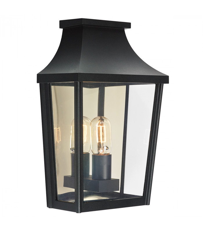 Turin Outdoor 1 Light Half Wall Lantern Black IP54 E27-1