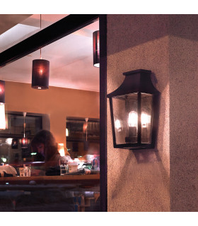 Turin Outdoor 1 Light Half Wall Lantern Black IP54 E27-2