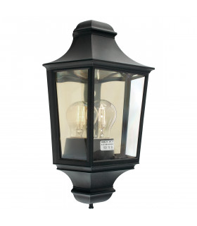Turin 1 Light Outdoor Wall Half Lantern Light Black IP65 E27-1