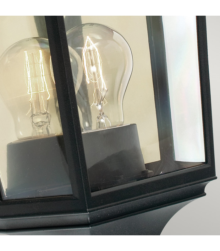 Turin 1 Light Outdoor Wall Half Lantern Light Black IP65 E27-4