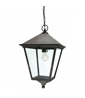 Turin Grande 1 Light Outdoor Ceiling Chain Lantern Black IP54 E27-1