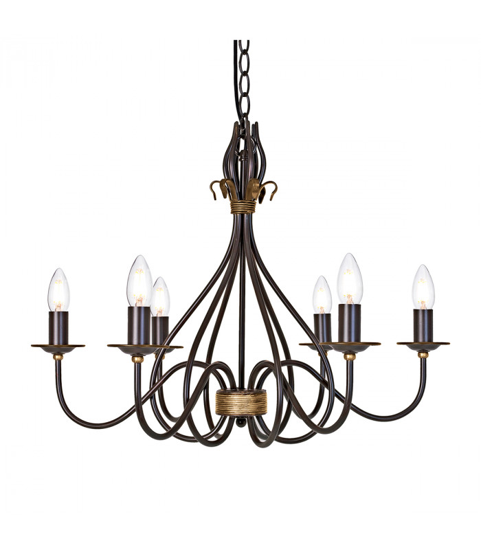 Windermere 6 Light Chandelier Rust Gold Finish E14-1