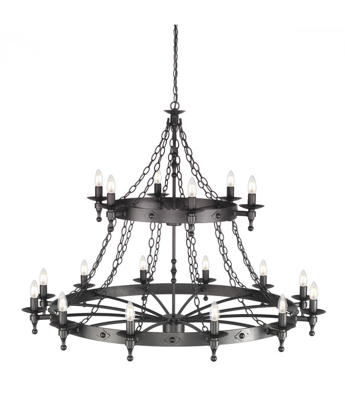 Warwick 18 Light 2 Tier Pendant Chandelier - Graphite Black-1