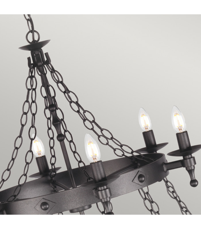 Warwick 18 Light 2 Tier Pendant Chandelier - Graphite Black-2