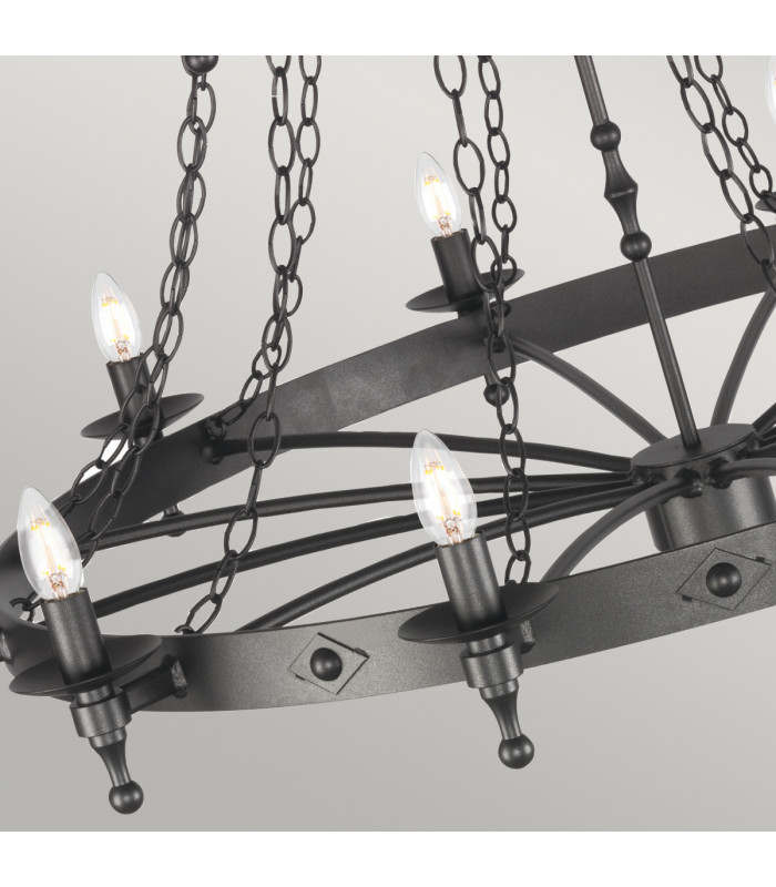 Warwick 18 Light 2 Tier Pendant Chandelier - Graphite Black-3
