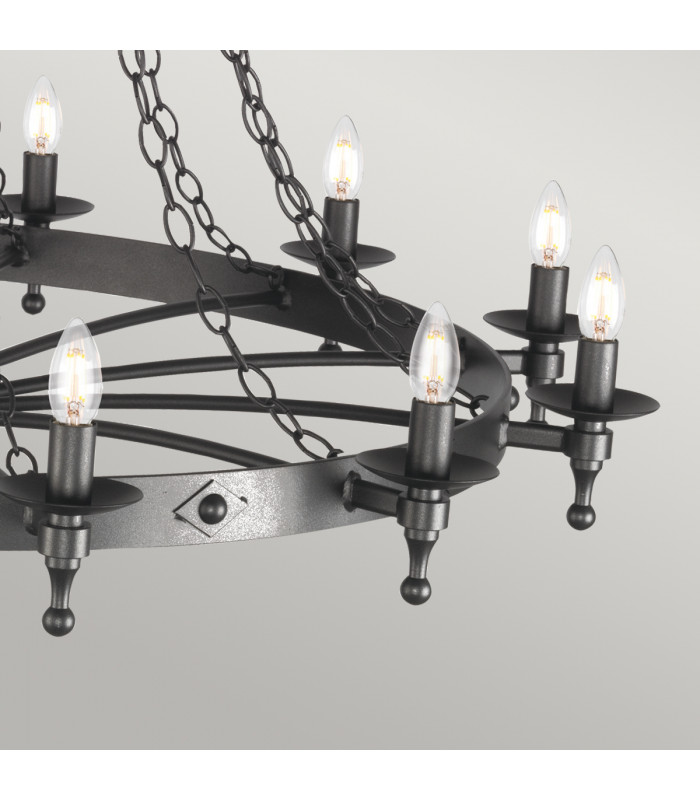 Warwick 18 Light 2 Tier Pendant Chandelier - Graphite Black-4
