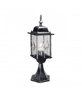 Wexford 1 Light Outdoor Pedestal Lantern Black Silver IP43 E27-1