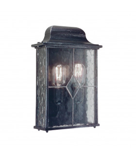 Wexford 2 Light Outdoor Wall Half Lantern Light Black Silver IP43 E27-1