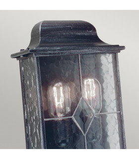 Wexford 2 Light Outdoor Wall Half Lantern Light Black Silver IP43 E27-2