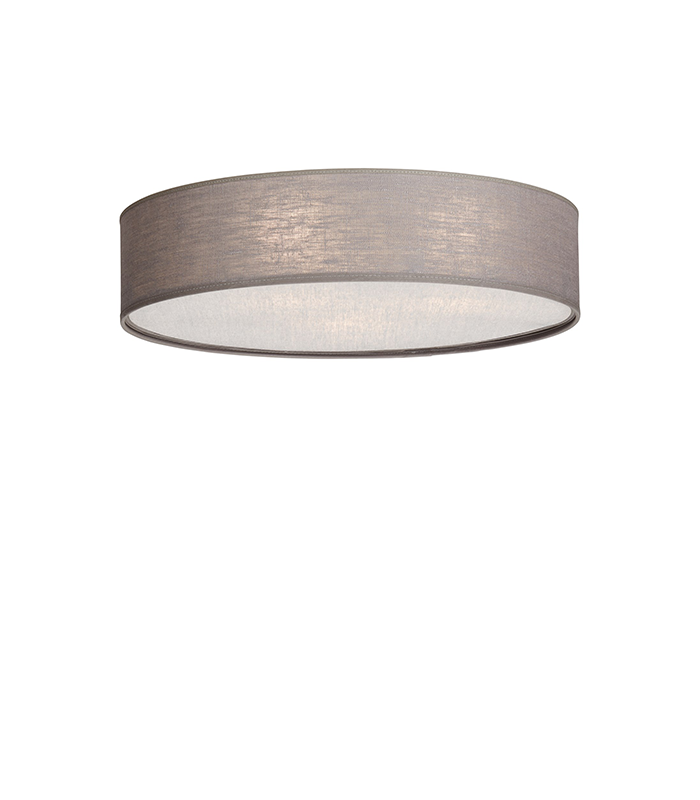 Soft 44cm Cylindrical Ceiling Light Grey Linen 2x E27