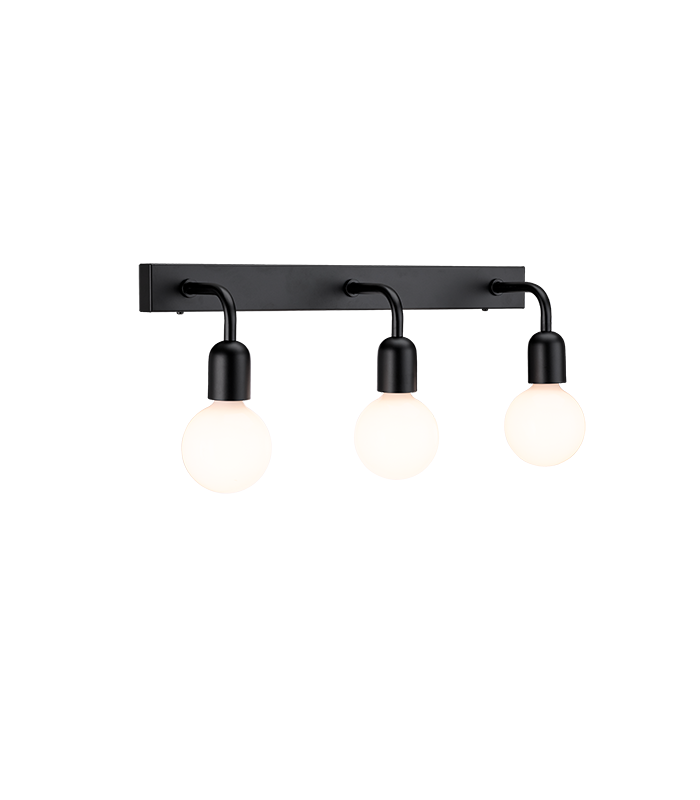 Regal Wall Lamp Flat Black 3x E27 IP44