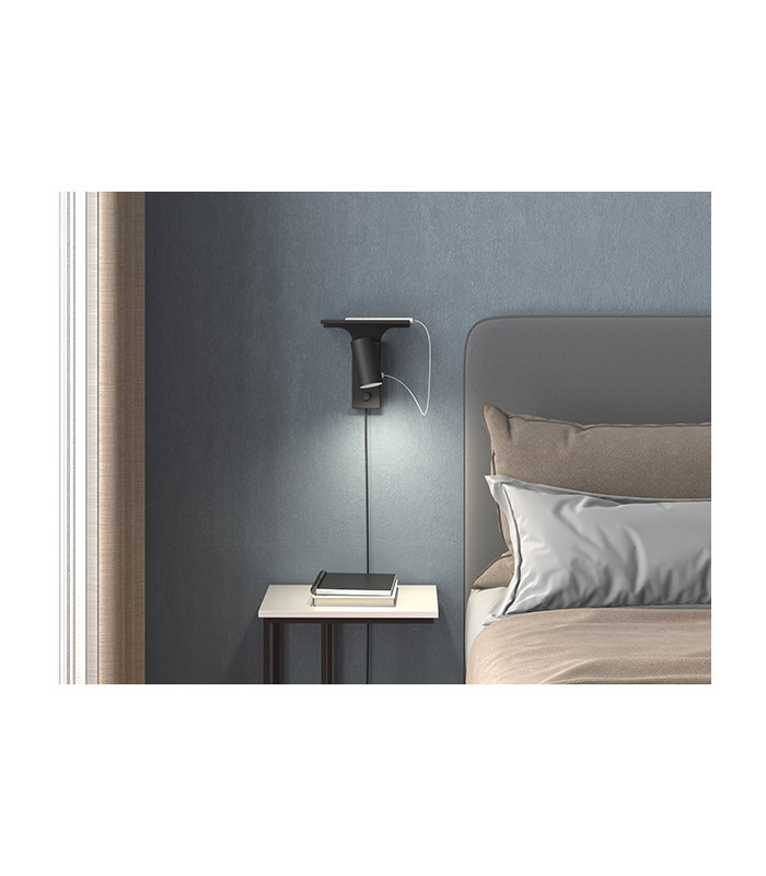 Tyson USB Right Reading Light Black Structure Switch On Wall Title 1x GU10-2