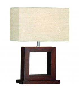 1 Light Table Lamp Wood with Shade, E27 - 1