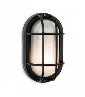 Lugo Bulkhead Black with Frosted Glass IP44