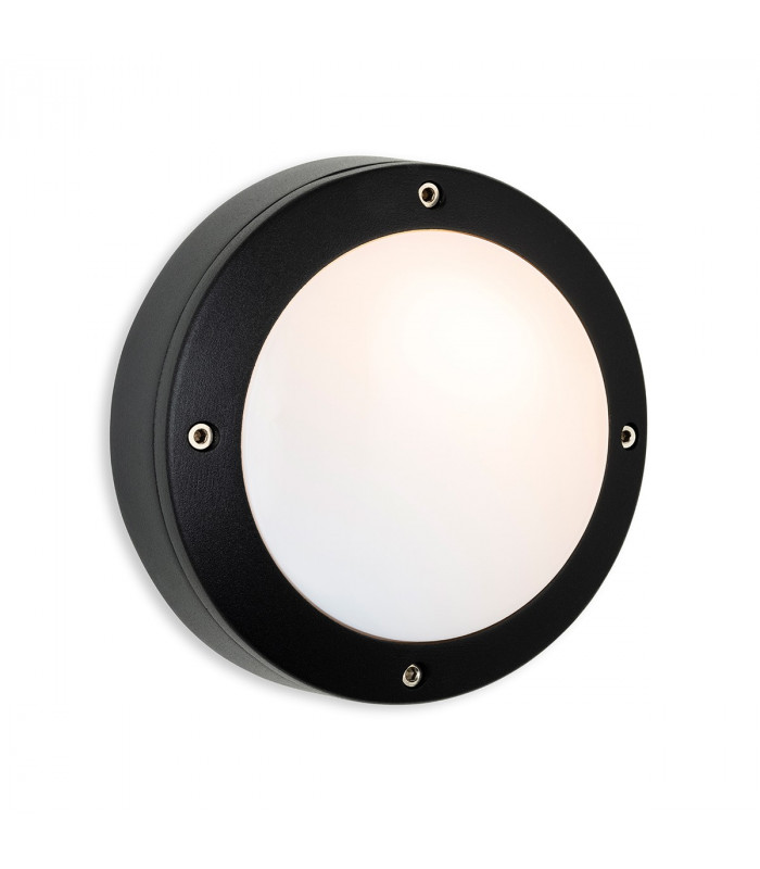 Nova Wall Light Black with White Polycarbonate Diffuser IP44