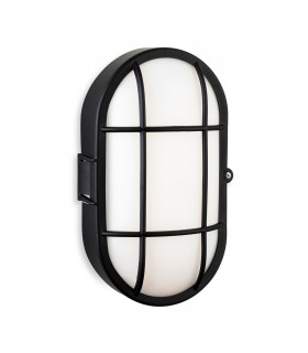 Lewis LED Resin Bulkhead - Oval Black with White Polycarbonate Diffuser IP44