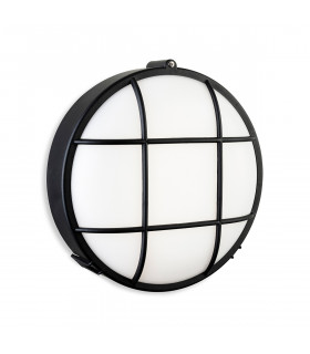 Lewis LED Resin Bulkhead - Round Black with White Polycarbonate Diffuser IP44