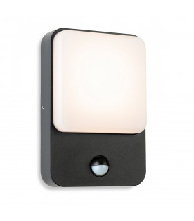 Hero LED Wall Light with PIR Graphite with White Polycarbonate Diffuser IP54