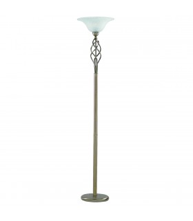 1 Light Floor Lamp Antique Brass with Marble Diffuser, E27 - 1