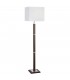 1 Light Rectangle Floor Lamp Satin Silver, Brown Wood, E27 - 1