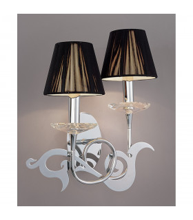 Acanto Wall Lamp 2 Light E14 Polished Chrome With Black Shades-2