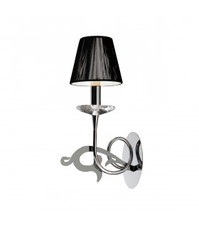Acanto Wall Lamp Switched 1 Light E14 Polished Chrome With Black Shade-1