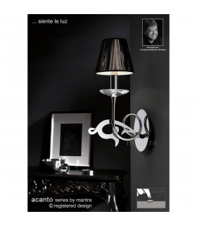Acanto Wall Lamp Switched 1 Light E14 Polished Chrome With Black Shade-2