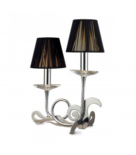 Acanto Table Lamp 2 Light E14 Polished Chrome With Black Shades-1