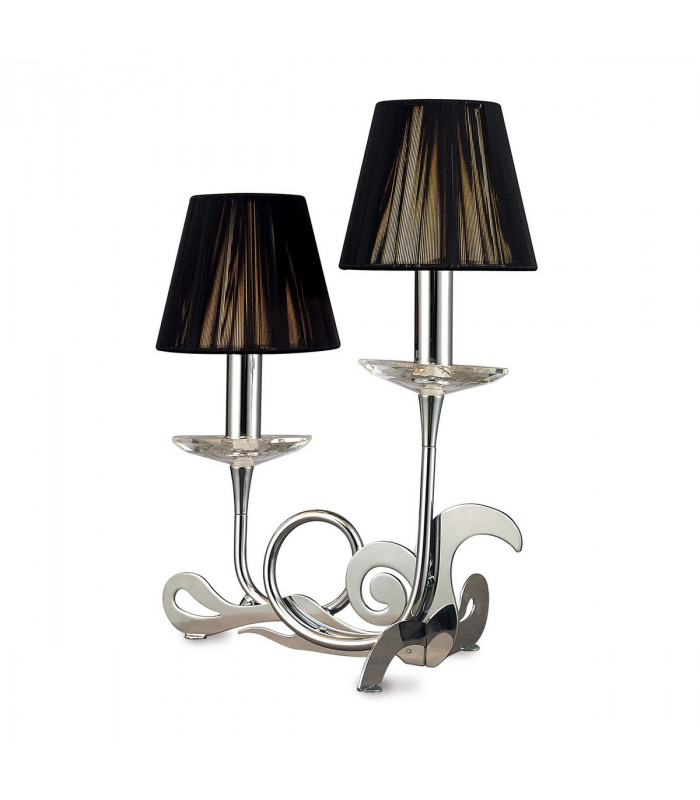 Acanto Table Lamp 2 Light E14 Polished Chrome With Black Shades-1