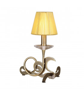 Acanto Table Lamp 1 Light E14 Antique Brass With Amber Cream Shade-1