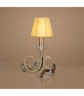 Acanto Table Lamp 1 Light E14 Antique Brass With Amber Cream Shade-2