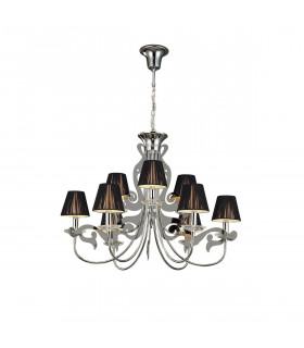 Acanto Pendant Round 9 Light E14 Polished Chrome With Black Shades-1