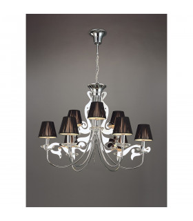 Acanto Pendant Round 9 Light E14 Polished Chrome With Black Shades-2