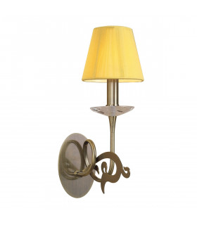 Acanto Wall Lamp Switched 1 Light E14 Antique Brass With Amber Cream Shade-1