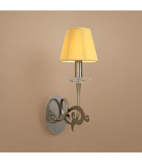 Acanto Wall Lamp 1 Light E14 Antique Brass With Amber Cream Shade-2