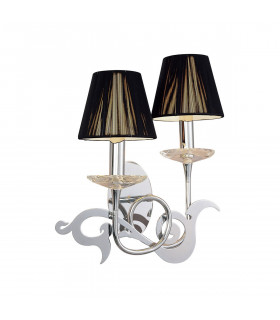 Acanto Wall Lamp Switched 2 Light E14 Polished Chrome With Black Shades-1