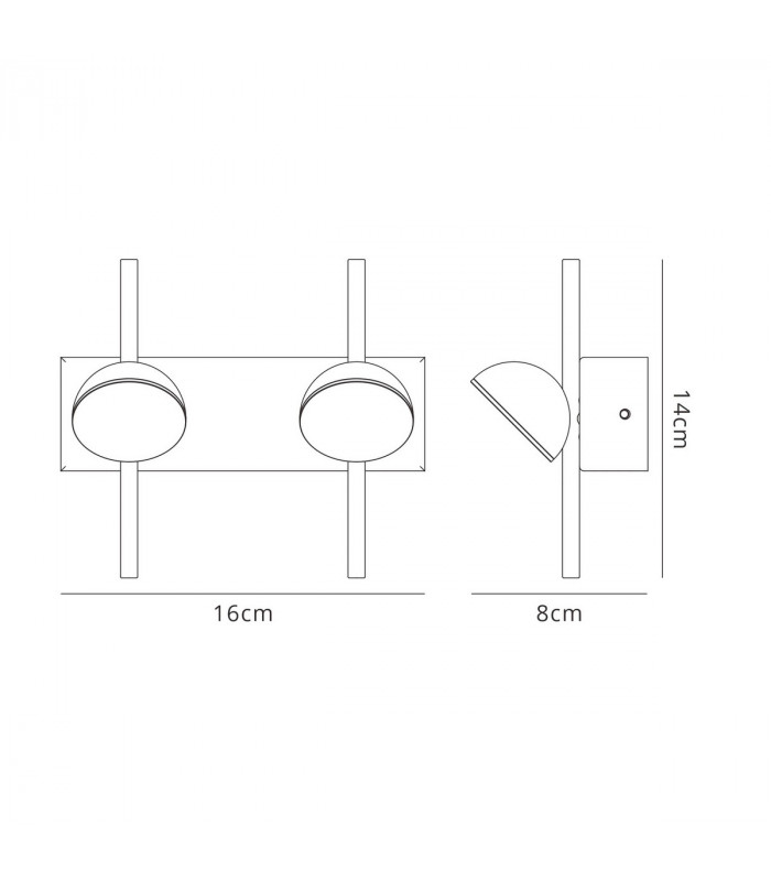 Adn 2 Light Wall Lamp 6W LED 3000K 500lm Black 3yrs Warranty-6