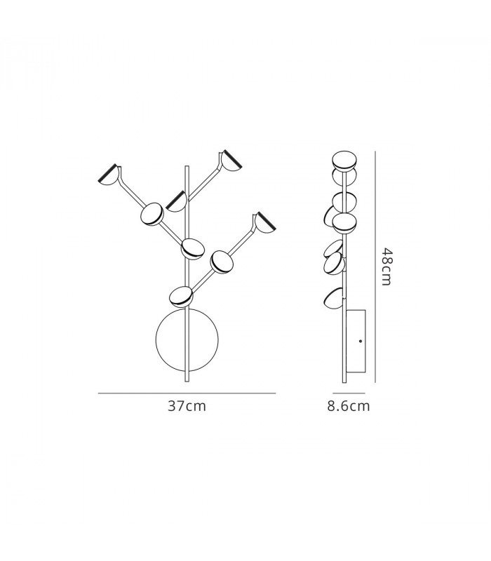 Adn 8 Light Wall Lamp 24W LED 3000K 1600lm Black 3yrs Warranty-6