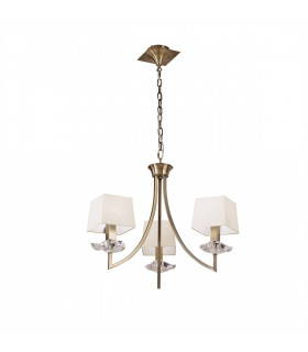 Akira Pendant 3 Light E14 Antique Brass With Cream Shades-1