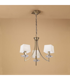 Akira Pendant 3 Light E14 Antique Brass With Cream Shades-2